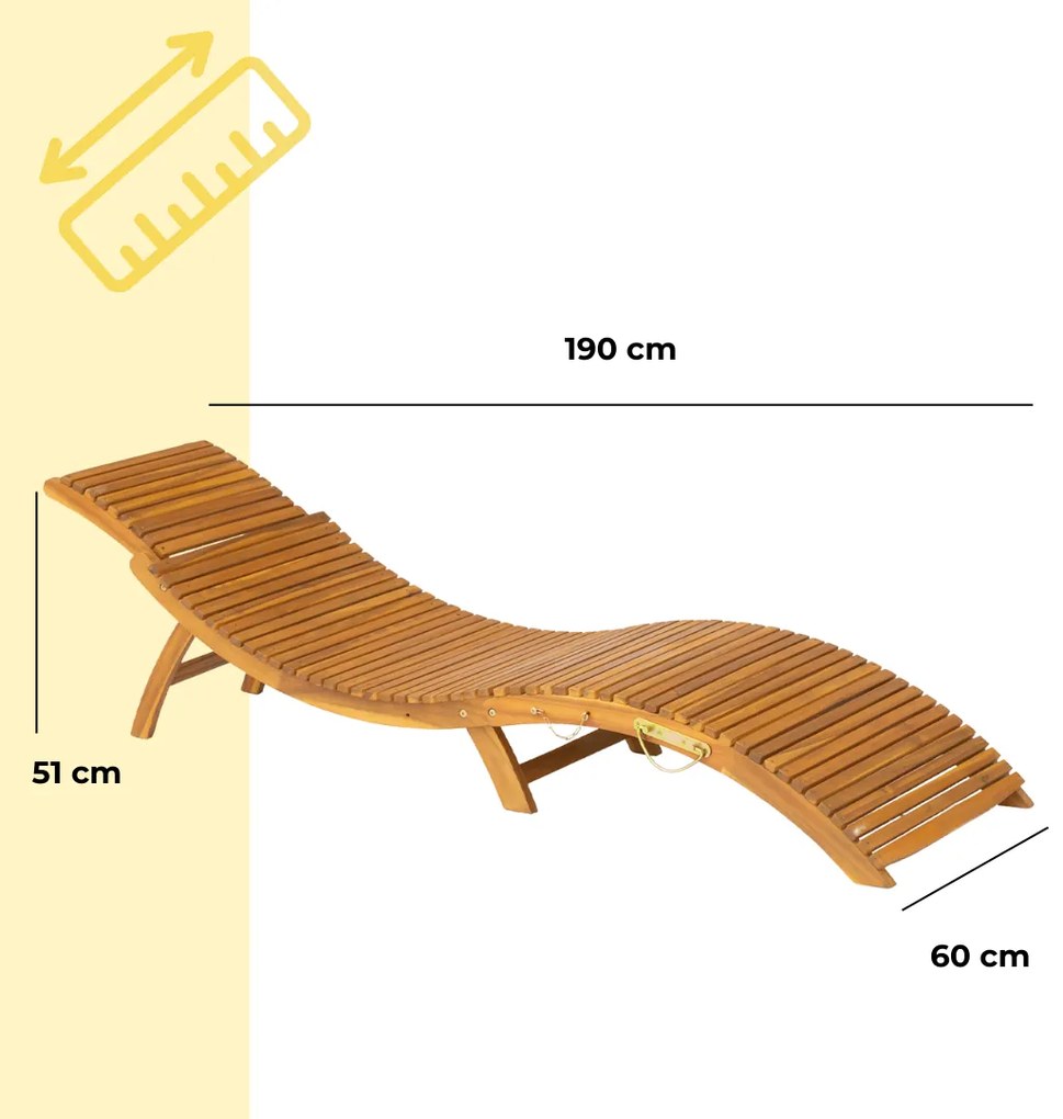 Șezlong de grădină FLORIDA, pliabil, 57x190x51cm, natur maro Casaria
