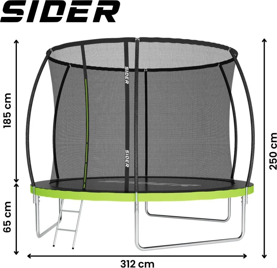 Trambulină de grădină pentru copii SIDER 10FT  - Ø 312 CM cu plasă în interior și scară