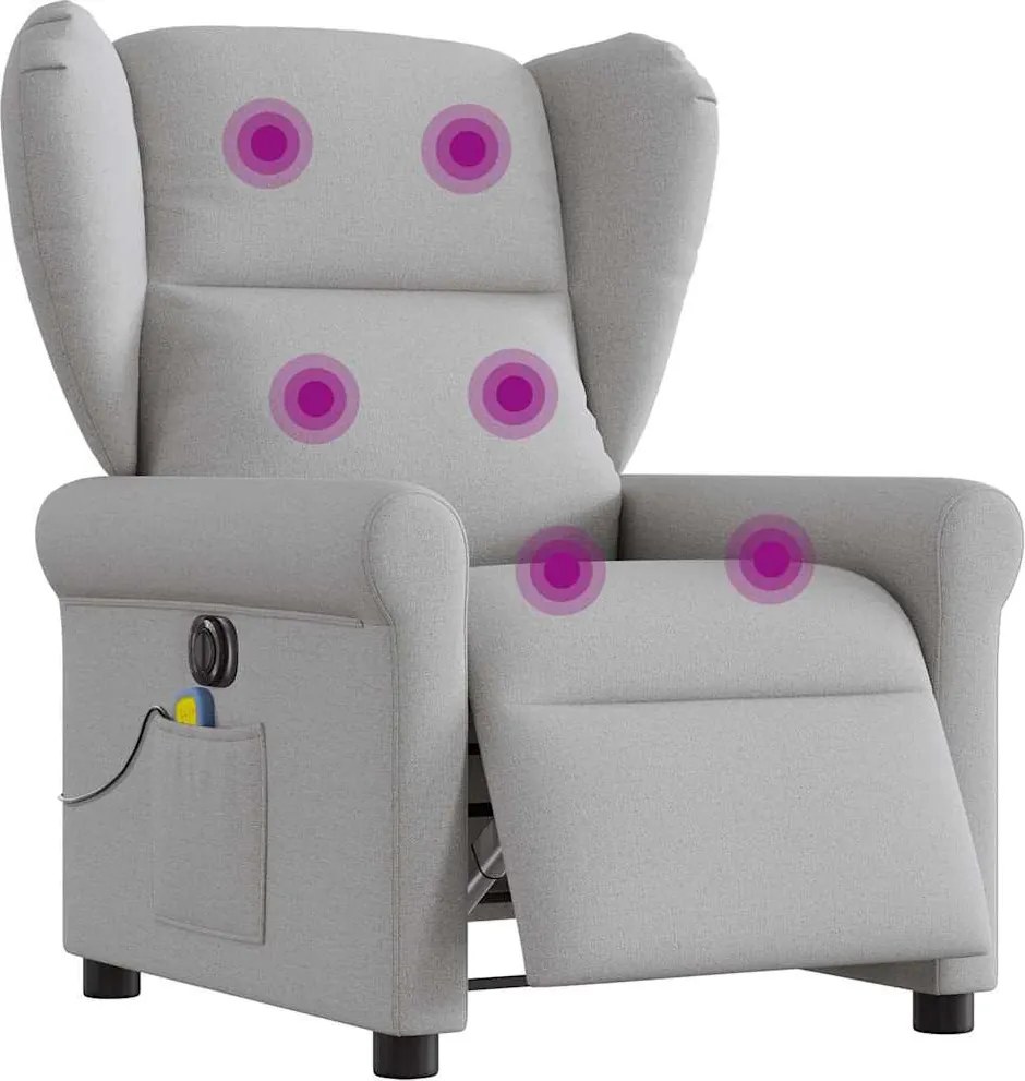vidaXL Scaun reclinabil electric pentru masaj Cloud Grey Fabric