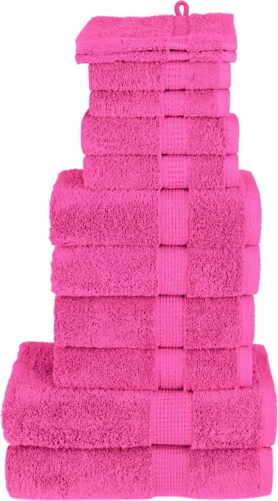 vidaXL Set de prosoape premium SOLUND, 12 piese, roz, 600 g/m²