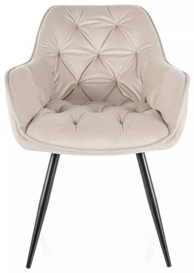 Scaun de bucătărie Cherry Velvet, crem / negru