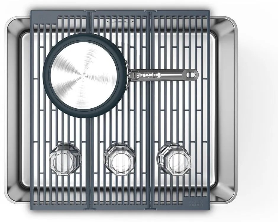 Scurgător de vase gri ajustabil din plastic 43x13 cm Platform – Joseph Joseph