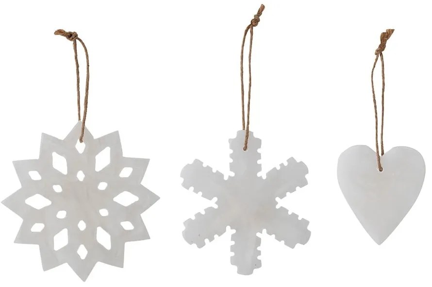 Set de 3 decorațiuni de Crăciun suspendate albe Bloomingville Otta