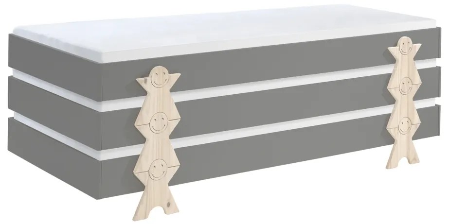 Set MODULO format din 3 Pat copii MODULO (90 x 200 cm) cu picioare Pat copii în formă de zâmbet.