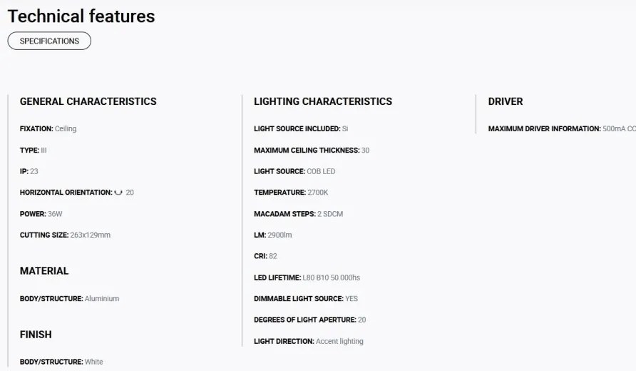 Spot LED incastrabil MINI COLIN-2 White recessed 36-50W 2700K 20°