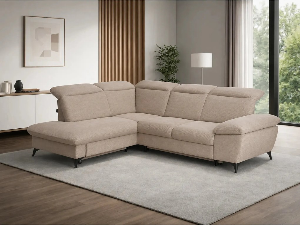 Coltar extensibil modern living LUNA, sezlong stanga, stofa clasica be