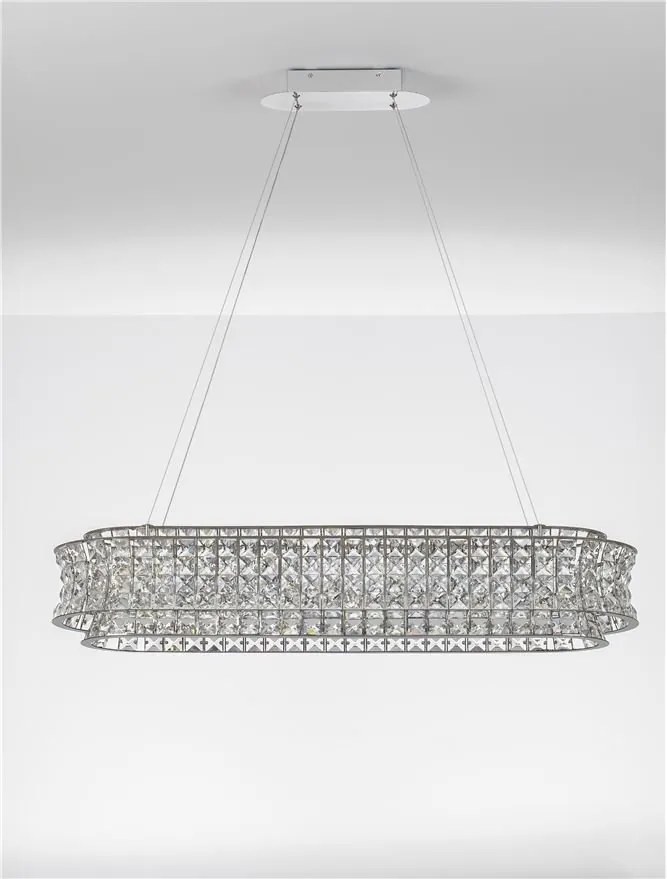 Lustra suspendata LED crom, cristale sticla CELYSIA 100x30cm