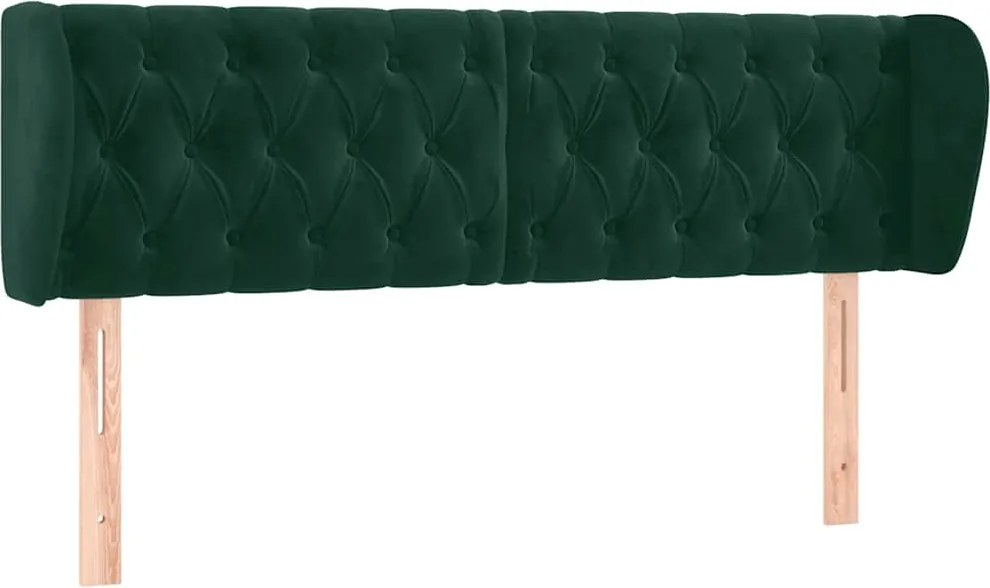 vidaXL Tăblie de pat cu aripioare verde închis 147x23x78/88 cm catifea
