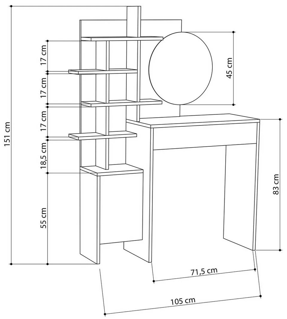 Masă cosmetică Mup White and Oak