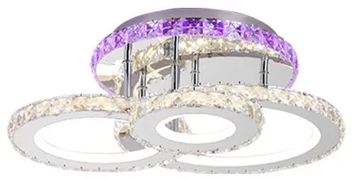 Lustra LED Cu Telecomanda, Elit's, Cristal, 3Cercuri, Alb, 80W RGB