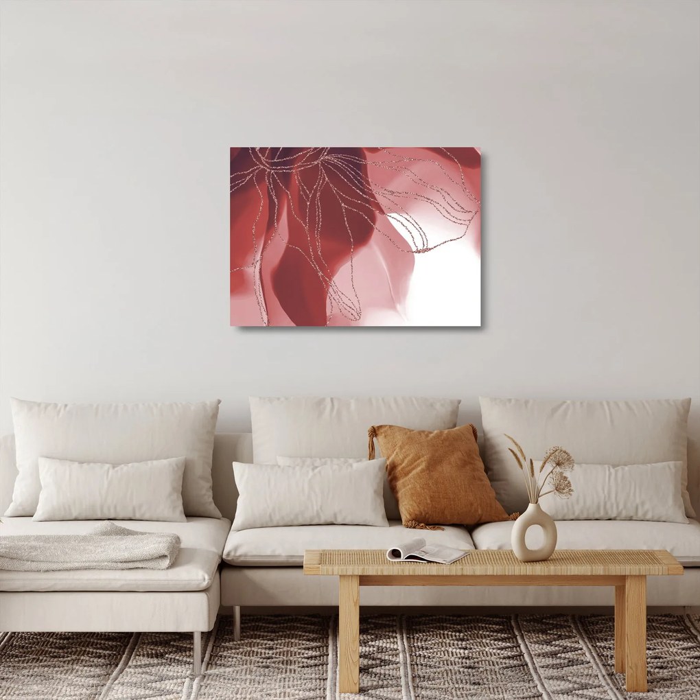 Tablou pe sticlă - Floare abstractă roșie N⁰1 (70x50 cm)