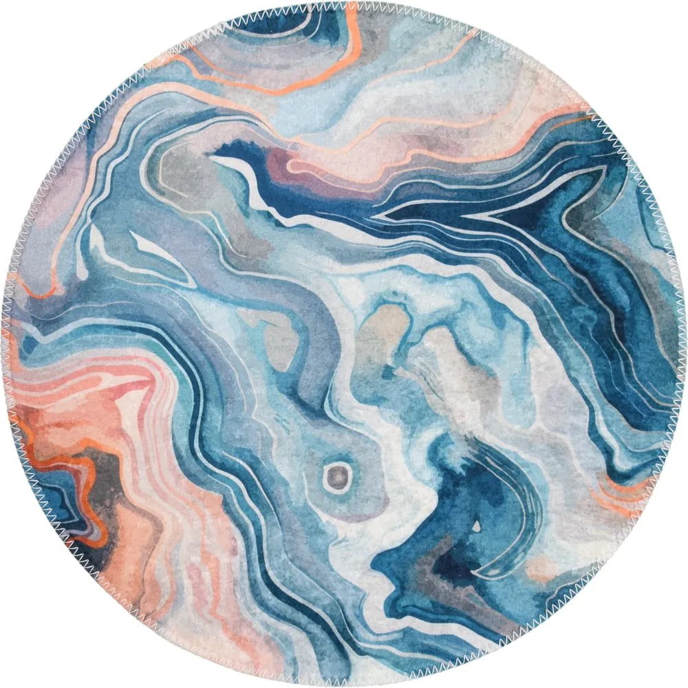 Covor albastru-roz lavabil rotund ø 120 cm Colors of Joy – Vitaus