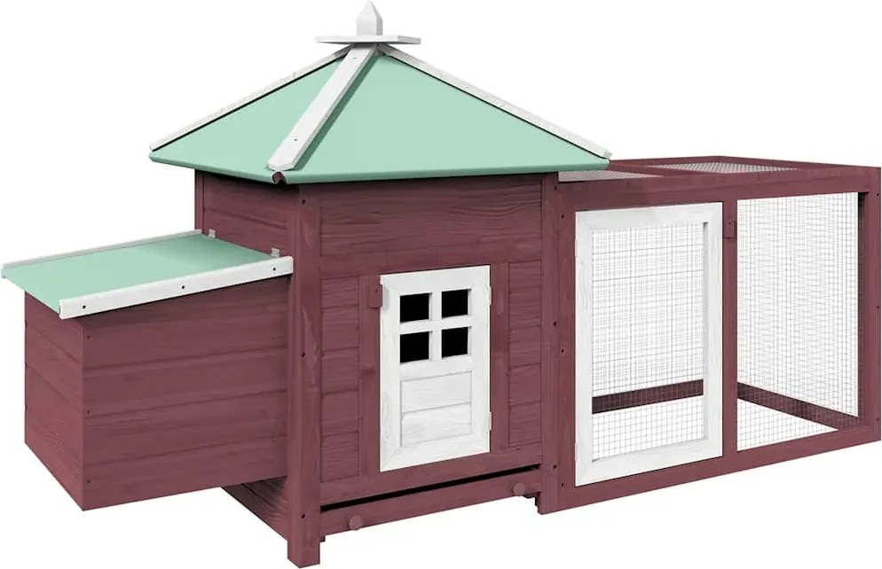 vidaXL Coteț păsări cu un cuibar, cafeniu, 190x72x102 cm, lemn de brad