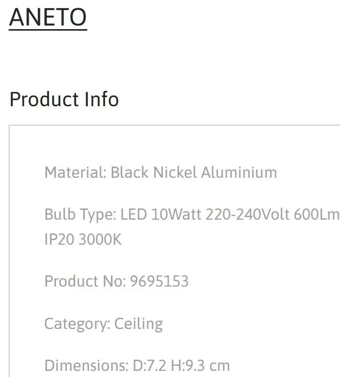 Spot LED aplicat diametru 7,2cm ANETO nickel negru, NVL-9695153