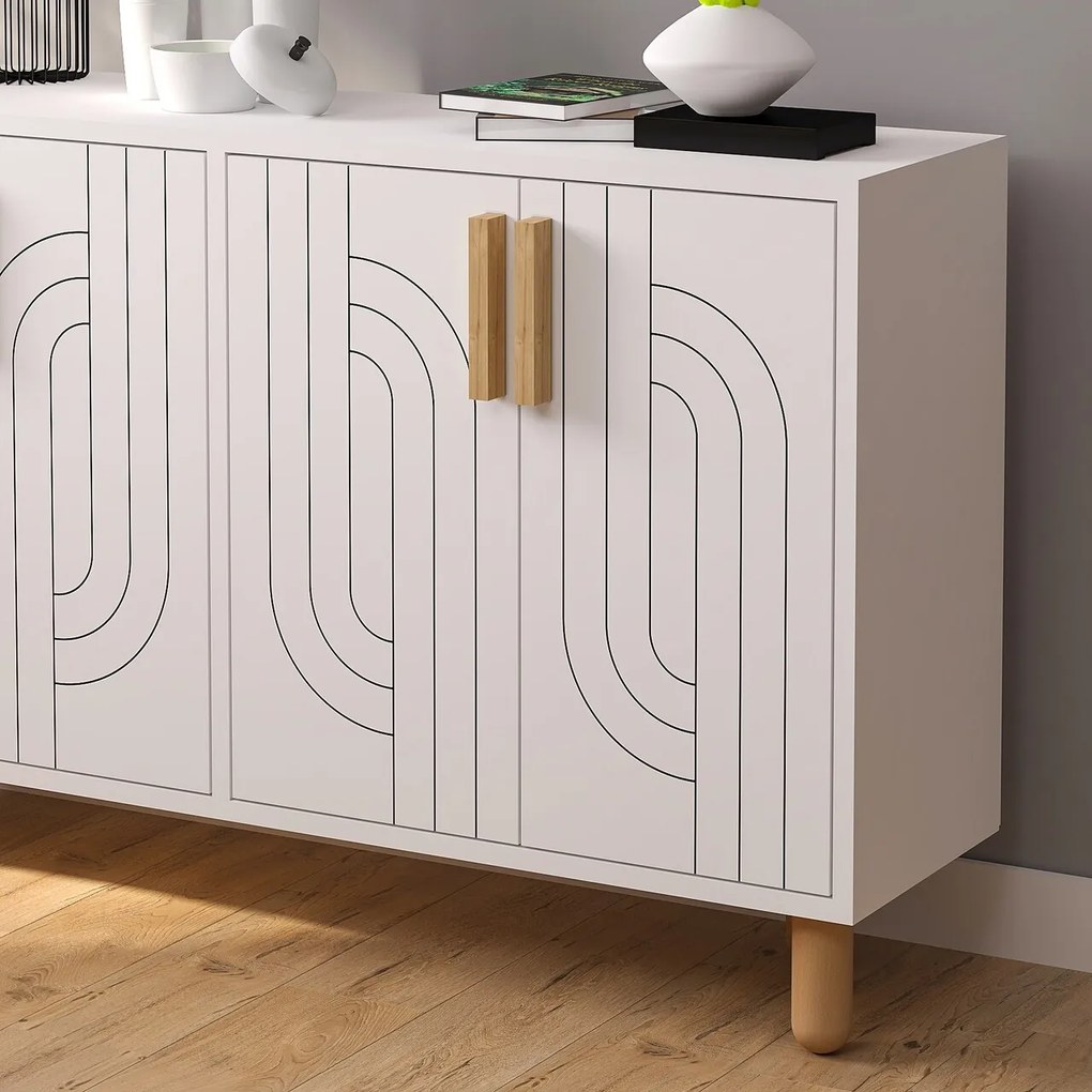 Consola, Hanah Home, Rodney, 120x73.6x29.6 cm, Alb