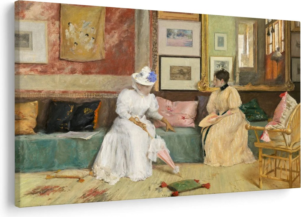 Tablou - William Merritt Chase, A Friendly Call, reproducere (90x60 cm)