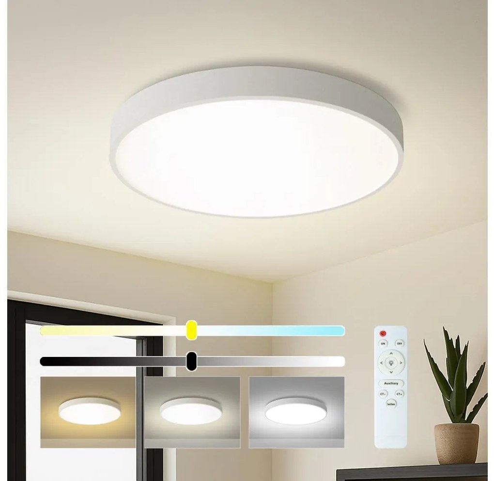 Brilagi - Corp de iluminat LED dimabil POOL, 60W/230V, 3000-6000K, Ø 60 cm, alb + telecomandă