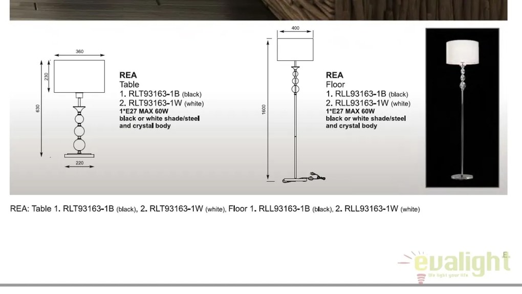 Lampadar / Lampa de podea design elegant REA alba RLL93163-1W white