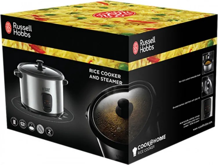 La mâna a doua: Aparat pentru gatit orez sau cu aburi Russell Hobbs 19750-56 Cook@Home, 700W, 1.8 l, 2 programe, Inox