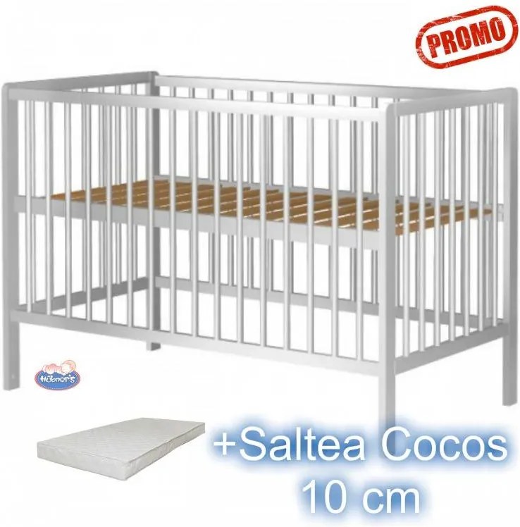 Patut copii din lemn Dominic +Saltea 120x60x10cm