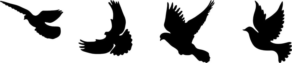 Decoratiune perete PIGEONS- 293, negru, metal