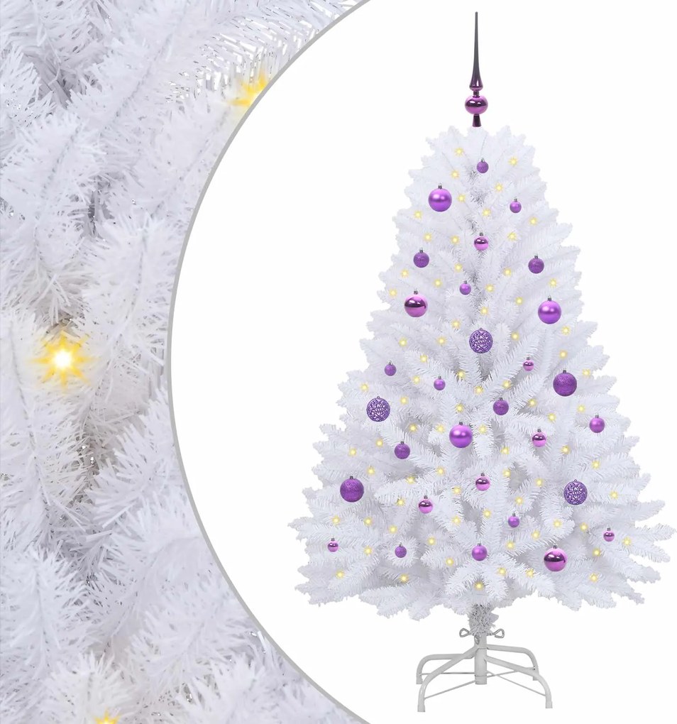 vidaXL Brad de Crăciun artificial cu ramuri articulare Alb 150 cm