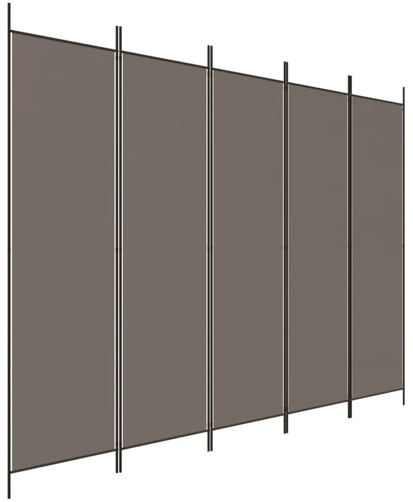 350204 vidaXL Paravan de cameră cu 5 panouri, antracit, 250 x 220 cm, textil