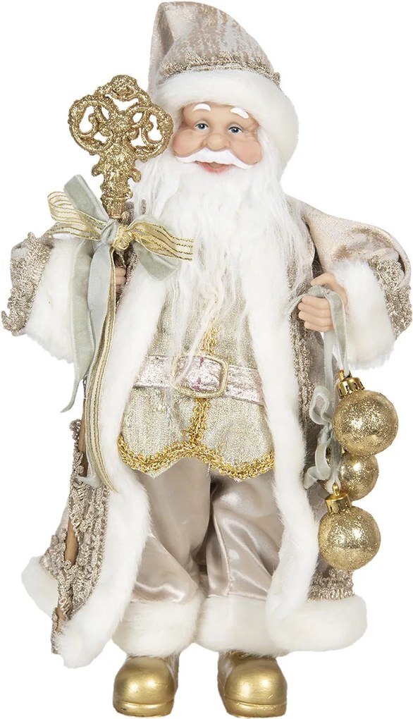 Figurina Mos Craciun alb auriu 15 cm x 11 cm x 30 H