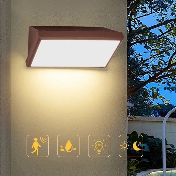 Brilagi-LED Aplică de perete pentru exterior TRIANGLE LED, cu senzor, 20 W, 230 V, maro, IP65