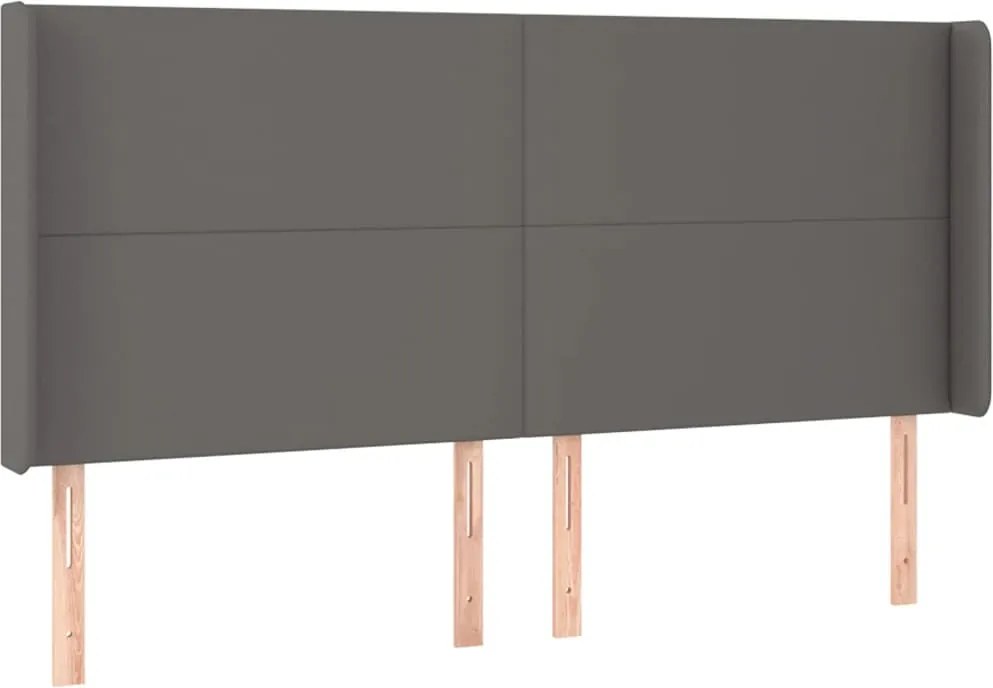 vidaXL Tăblie de pat cu aripioare gri 203x16x118/128 cm piele eco