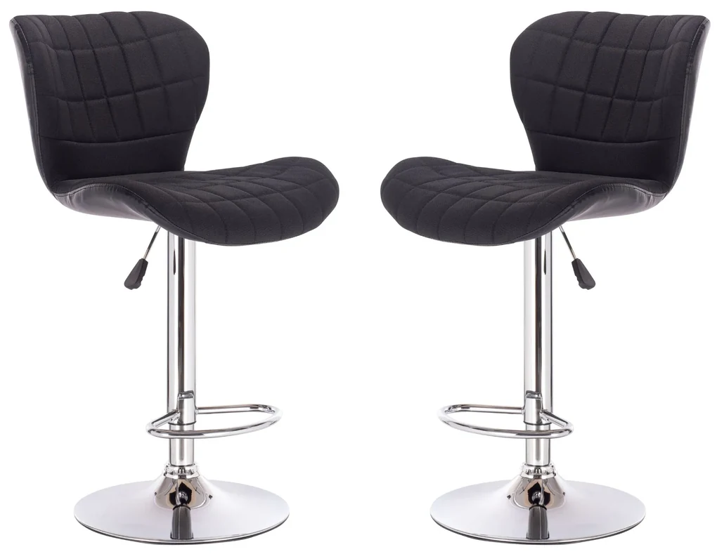 Set 2 scaune de bar Lola, piele ecologica+textil, negru