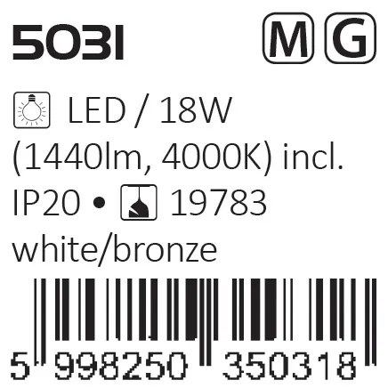 Lustra LED cu 3 brate din metal finisaj bronz si alb AVIANA 5031 RX