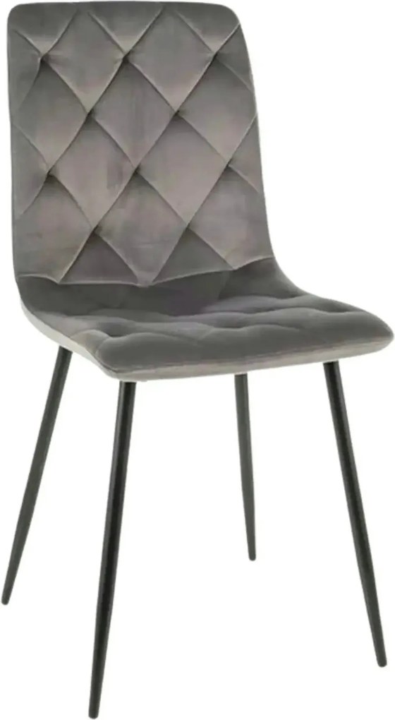 Scaun tapitat JERRY, gri/negru, stofa catifelata/metal, 45x39x91 cm