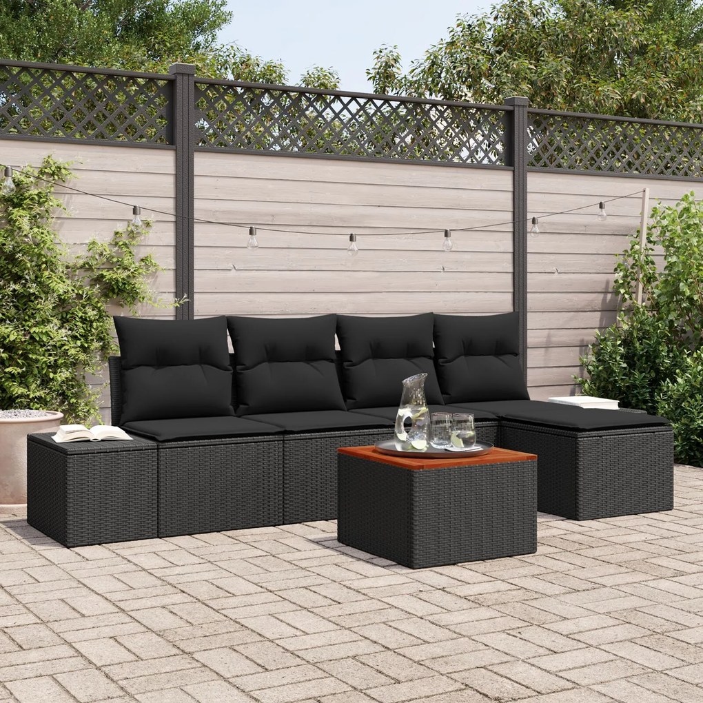 vidaXL Set de canapele pentru grădină 6 pcs Negru