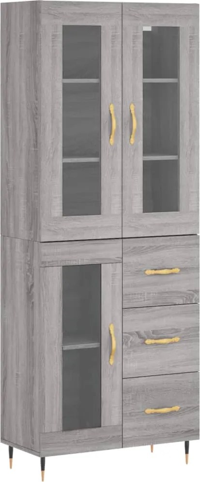 vidaXL Dulap înalt, gri sonoma, 69,5x34x180 cm, lemn compozit