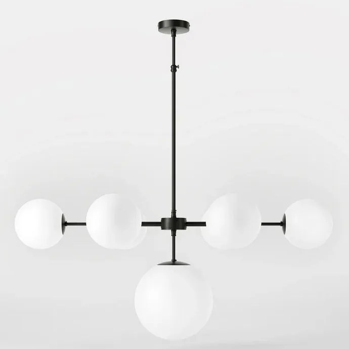 Candelabru din alama cu sfere albe din sticla Musa