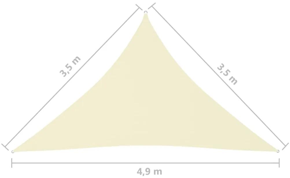 Parasolar, crem, 3,5x3,5x4,9 m, tesatura oxford, triunghiular Crem, 3.5 x 3.5 x 4.9 m