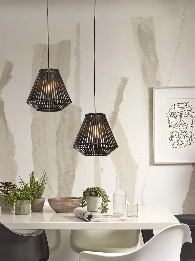 Lustra/Pendul eco din bambus Merapi diamond, black