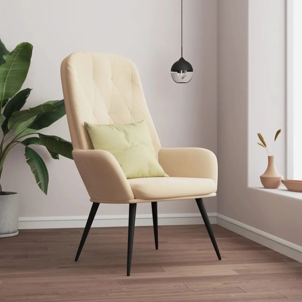 341203 vidaXL Scaun de relaxare, alb crem, catifea