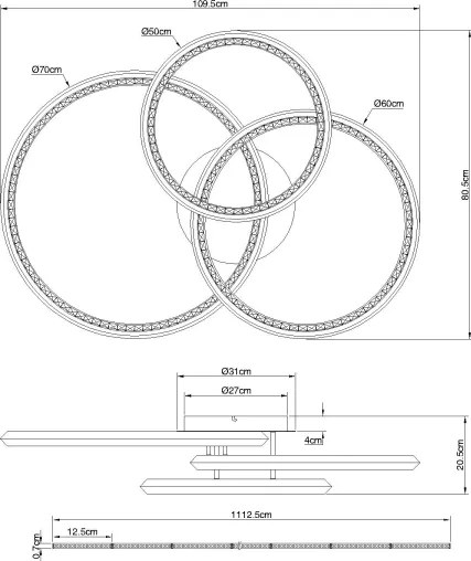 Globo 67329-72 - Plafonieră LED dimabilă ALAINA 72W/230V 2700-6000K 50x75 cm+telecomandă