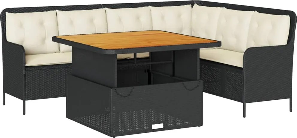 vidaXL Set canapele de grădină cu perne, 2 piese, negru, poliratan