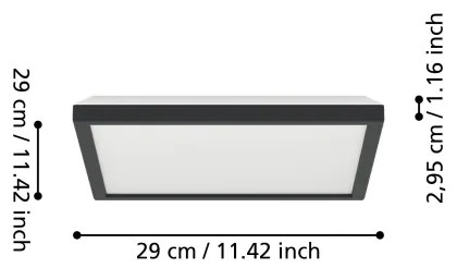 Plafonieră LED RGBW dimabilă de exterior Eglo 901466 ROVITO-Z 13,4W/230V 29x29cm IP44 negru