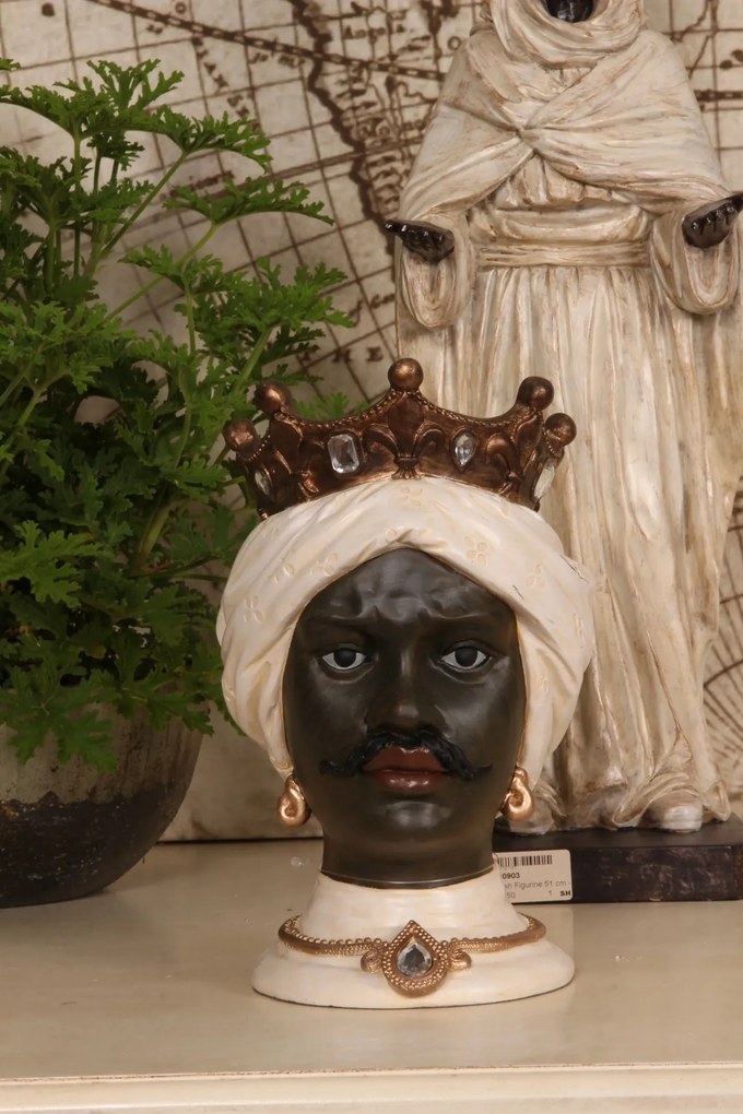 Statuetă decorativă din polirășină, crem, siluetă maură, 24 x 15 x 15 cm, „Cordoue”