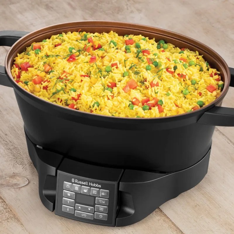 Multicooker Russell Hobbs Good-to-Go 28270-56, 750W, 6.5L, 8 programe, Timer, Manere reci, 59% mai eficient energetic, Usor de curatat, Negru