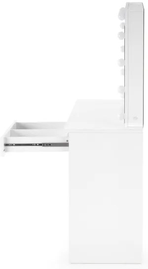 Masă de toaletă HOLLYWOOD cu iluminare LED, 140x94 cm, albă