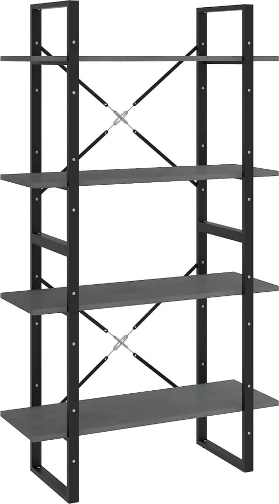 vidaXL Bibliotecă cu 4 rafturi, gri, 80x30x140 cm, lemn masiv de pin