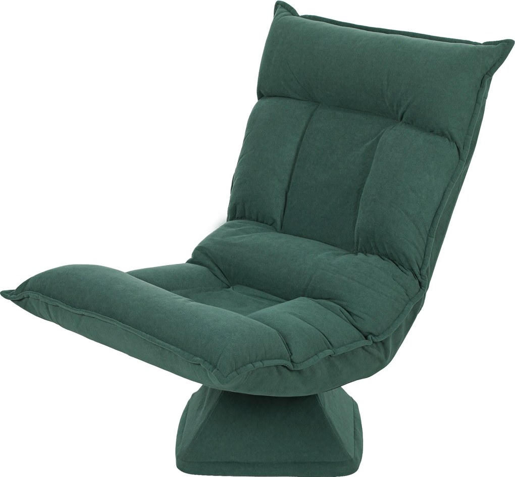 HOMCOM Fotoliu de podea cu spătar reglabil în 5 trepte, rotativ, fotoliu modern tapițat, Verde | Aosom Romania