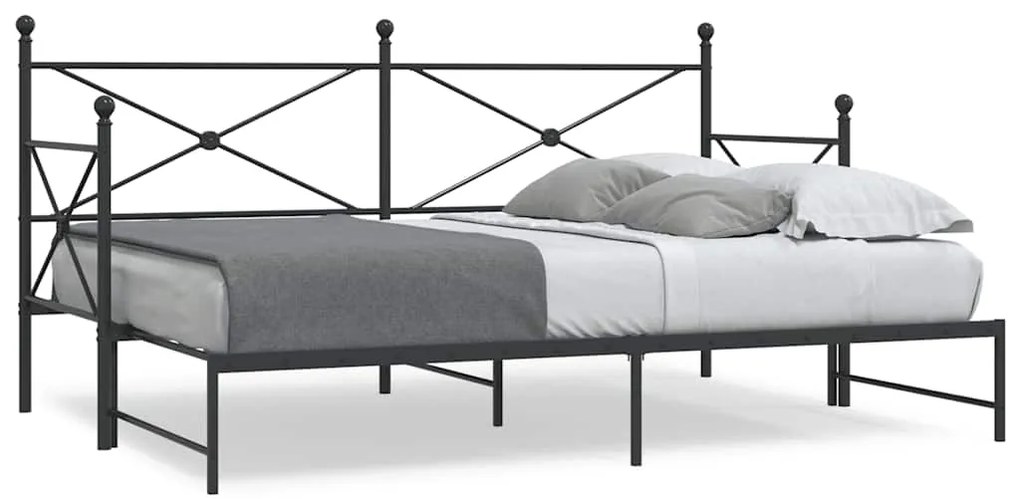 vidaXL Pat de zi cu șutul fără saltea Negru 90x190 cm Oțel