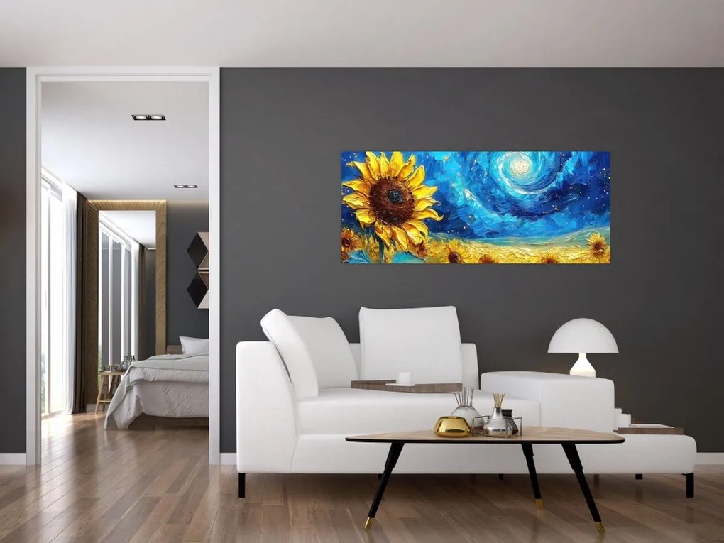 Tablou - Pictura floarea-soarelui (120x50 cm)