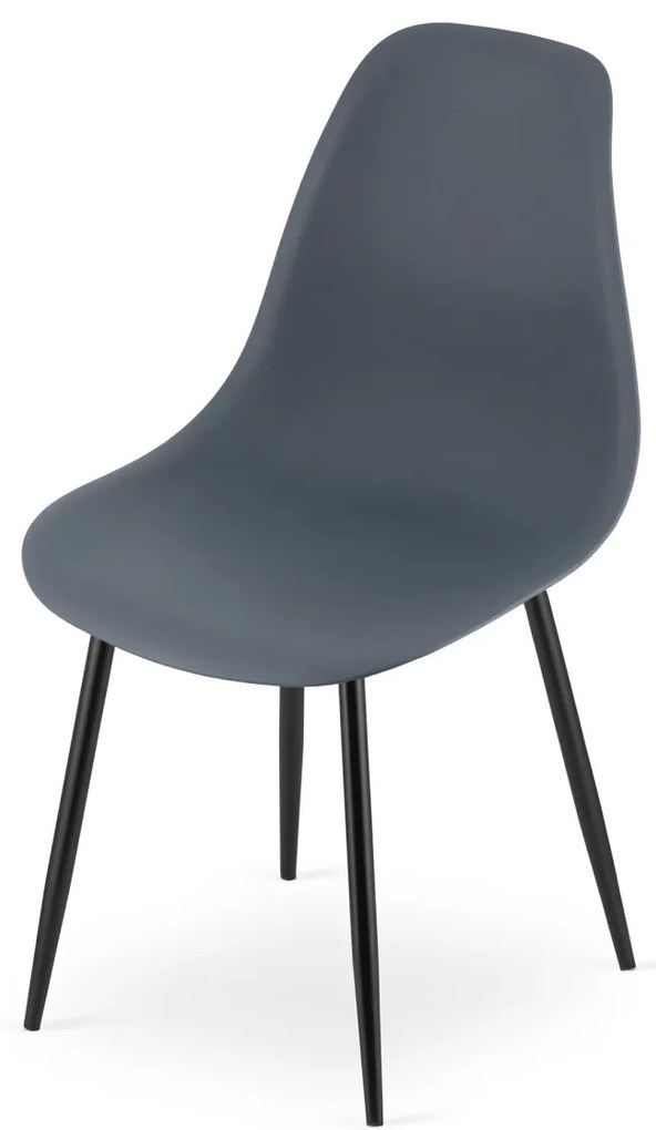 Set 4 scaune gri ardezie OSAKA cu picioare negre